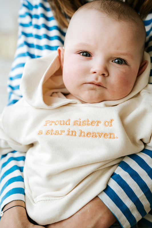 Baby & kids hoodie 'Proud sister of a star in heaven'